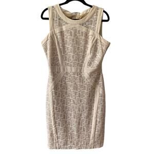 JAX Women's Lined Lace Sheath Dress Off-White Cream Colored Sz 10